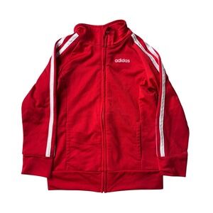Adidas Track Jacket Kids 3T Red Full Zip 3-Stripe AG0116 Activewear Athletic